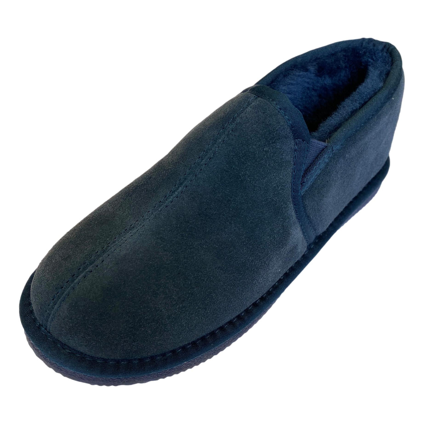 Deluxe Mens Sam Sheepskin Slippers with Hard Sole Navy