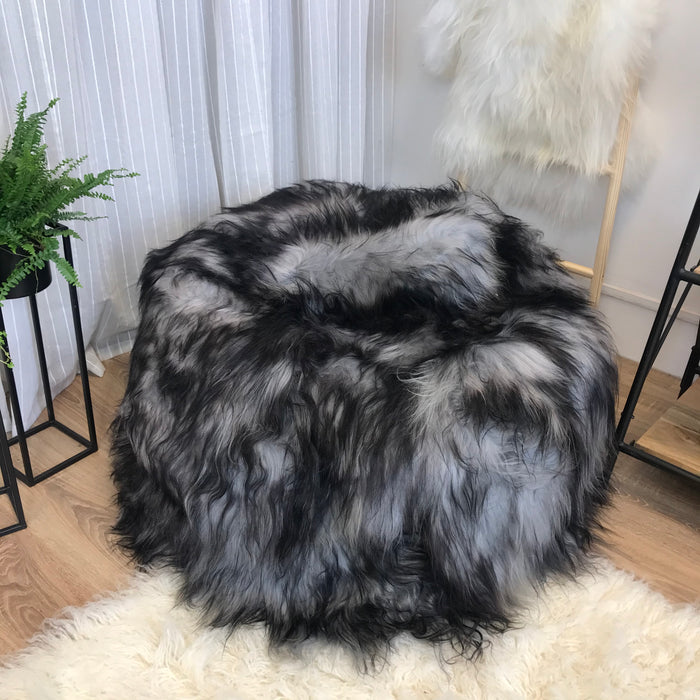 Adult Sheepskin Bean Bag | Icelandic | Silver Dark Tipped