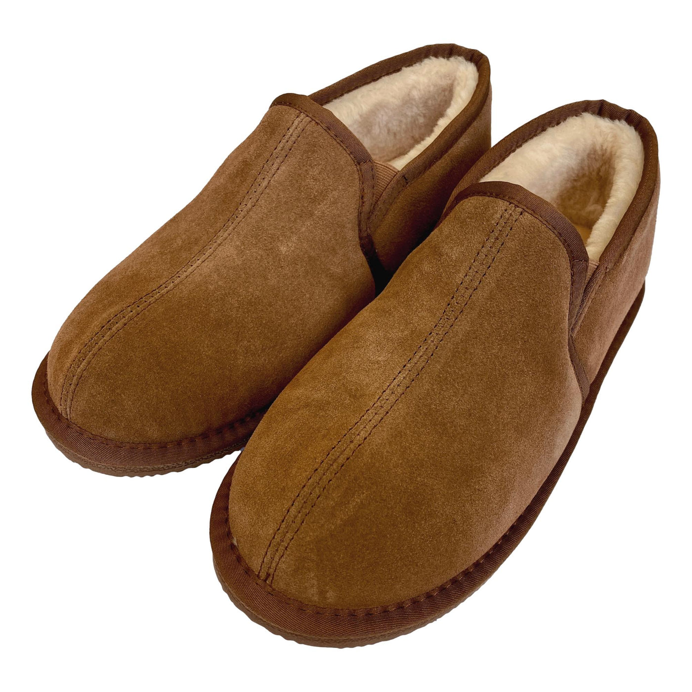 Deluxe Mens 'Sam' Sheepskin Slippers with Hard Sole Chestnut