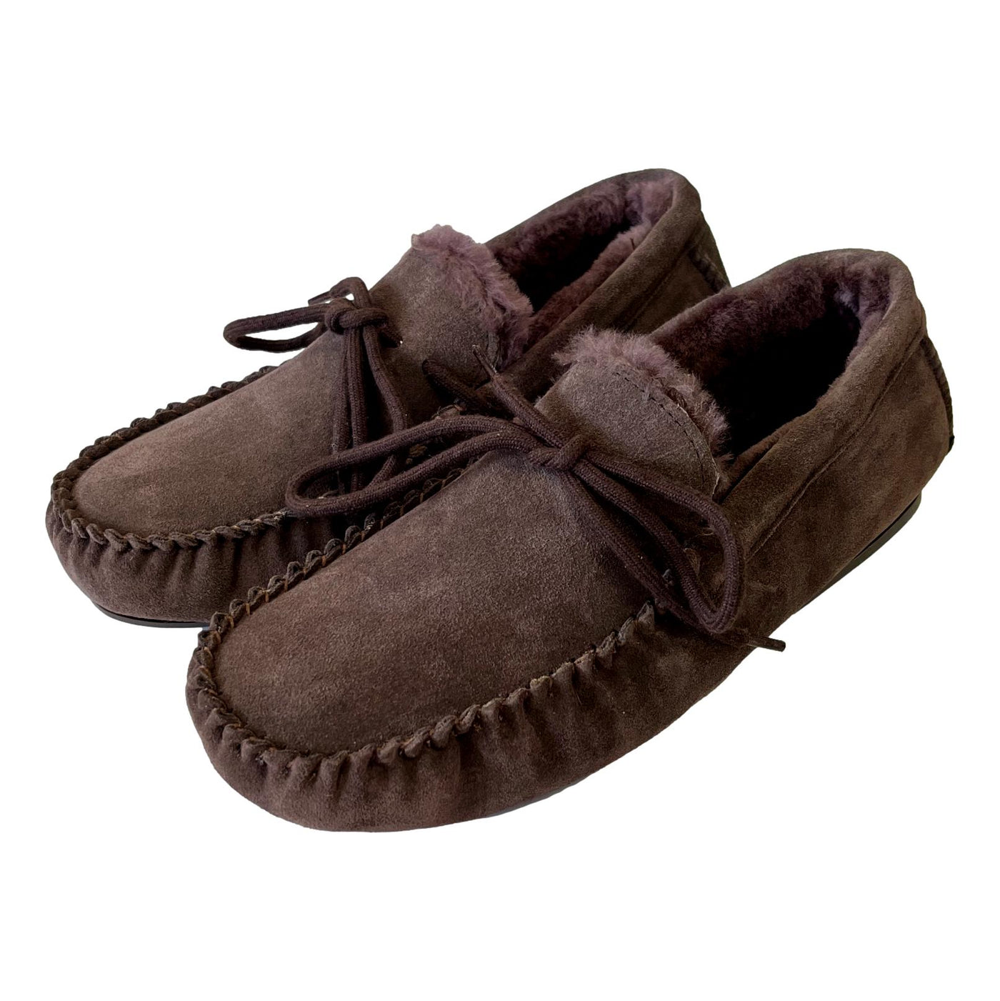 Deluxe Mens 'Adam' Sheepskin Moccasin Slippers with Hard Sole Chocol