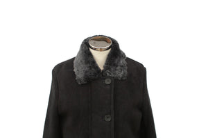 Ladies Jenny Suede Sheepskin Coat - Black