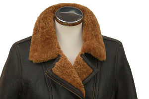 Ladies Mepal Leather Sheepskin Flying Jacket - Caramel