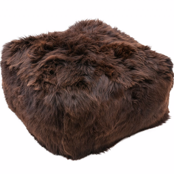 British Sheepskin Cube Pouf - Brown