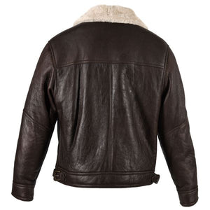 Mens Blenheim Leather Sheepskin Jacket - Chocolate Forest Distressed