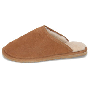 Deluxe Men's 'Cameron' Sheepskin Slipper Mule - Chestnut