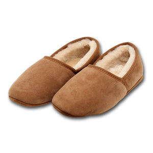 Deluxe Mens 'Noah' Sheepskin Slippers with Soft Sole - Chestnut