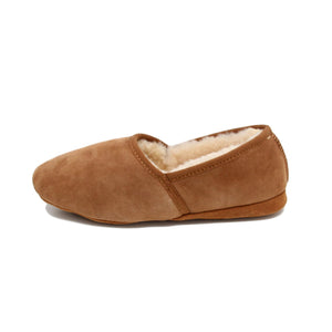 Deluxe Mens 'Noah' Sheepskin Slippers with Soft Sole - Chestnut