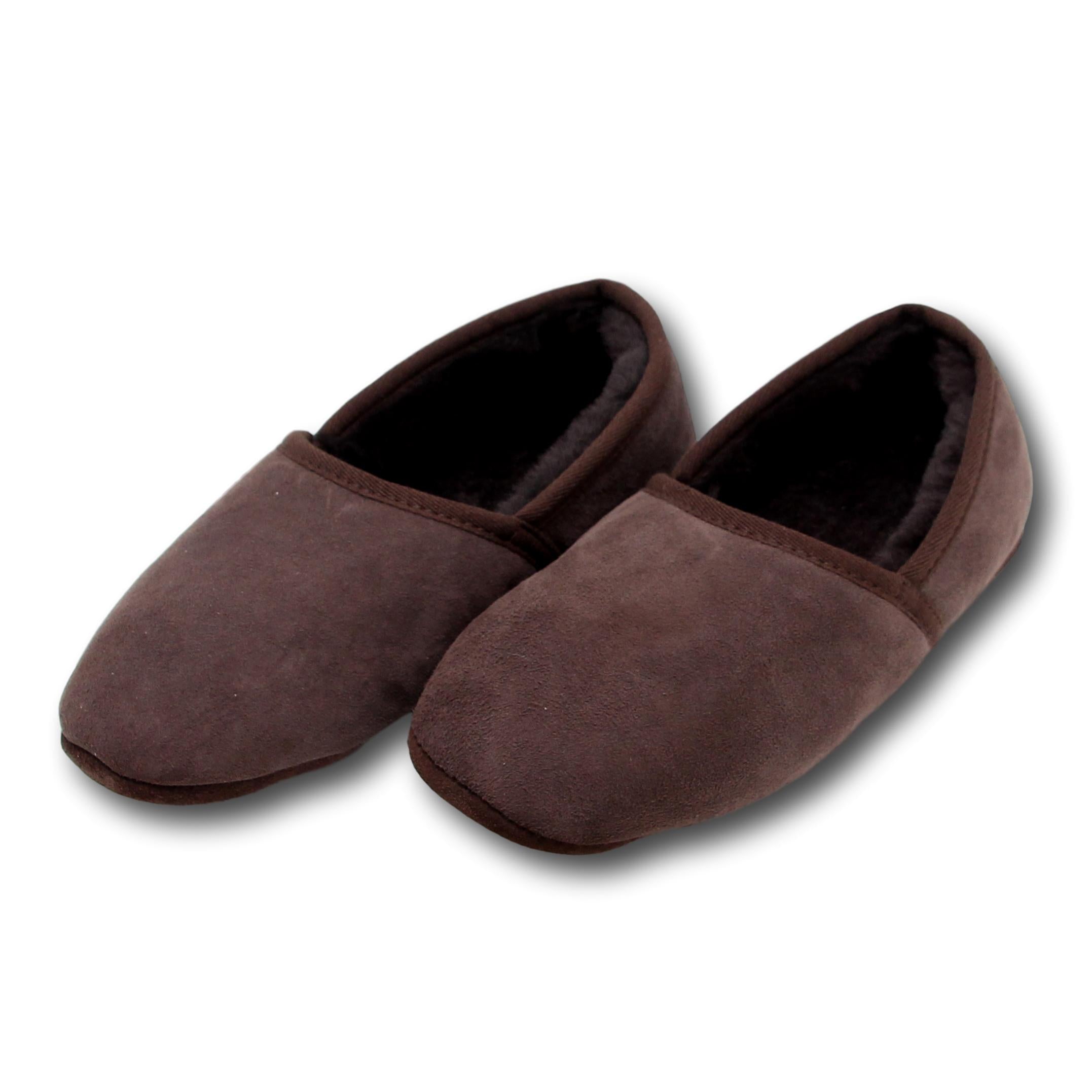 Deluxe Mens 'Noah' Sheepskin Slippers with Soft Sole Chocolate
