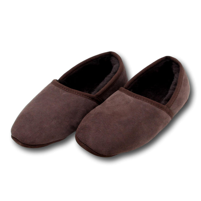 Deluxe Mens 'Noah' Sheepskin Slippers with Soft Sole - Chocolate