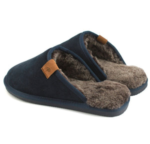 Men's Ellis Sheepskin Lined Slipper Mule - Navy/Tipped