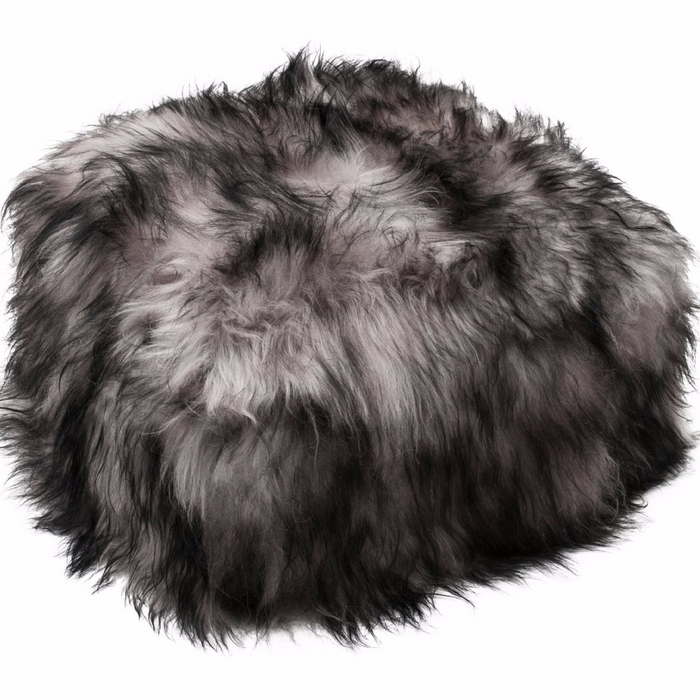 Icelandic Sheepskin Cube Pouf - Silver Dark Tip