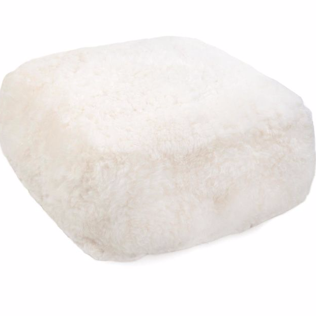 Icelandic Shorn Sheepskin Cube Pouf - Natural White