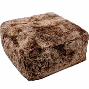 Icelandic Shorn Sheepskin Cube Pouf - Rusty Brown