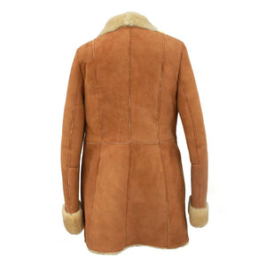 Ladies Anna Suede Sheepskin Coat - Tan