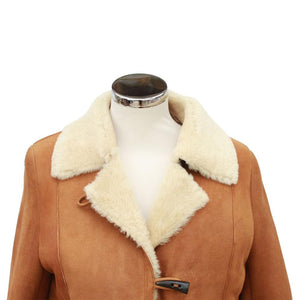 Ladies Anna Suede Sheepskin Coat - Tan