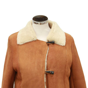 Ladies Anna Suede Sheepskin Coat - Tan