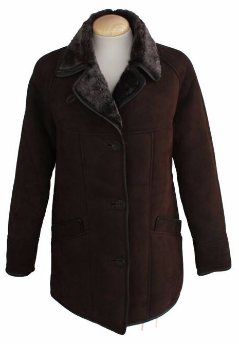 Ladies April Suede Sheepskin Coat - Brown