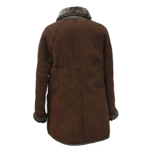 Ladies April Suede Sheepskin Coat - Brown