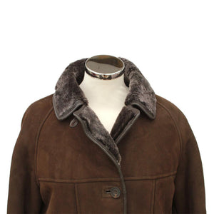 Ladies April Suede Sheepskin Coat - Brown