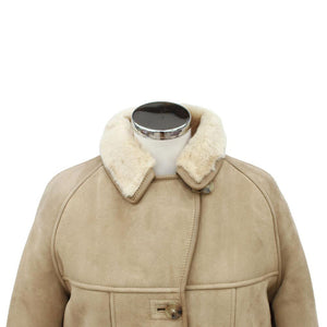 Ladies April Suede Sheepskin Coat - Mushroom