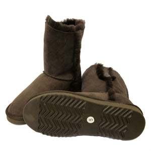 Deluxe Ladies Lacey Button Sheepskin Boots - Chocolate