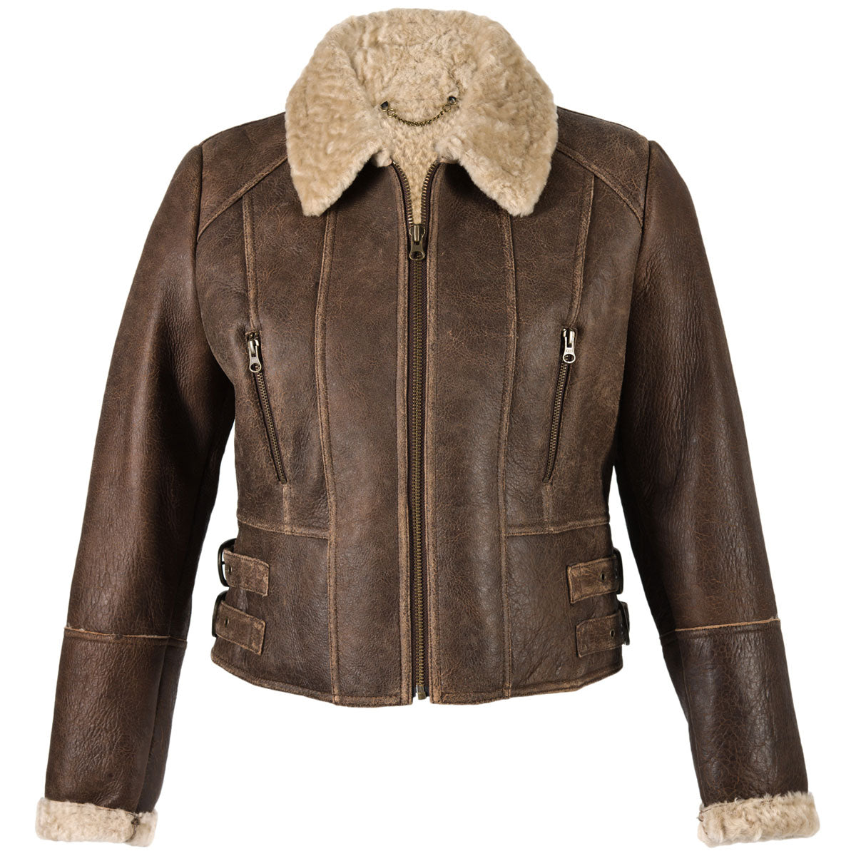 Ladies Ella Short Leather Sheepskin Jacket Chocolate – Sheepskin