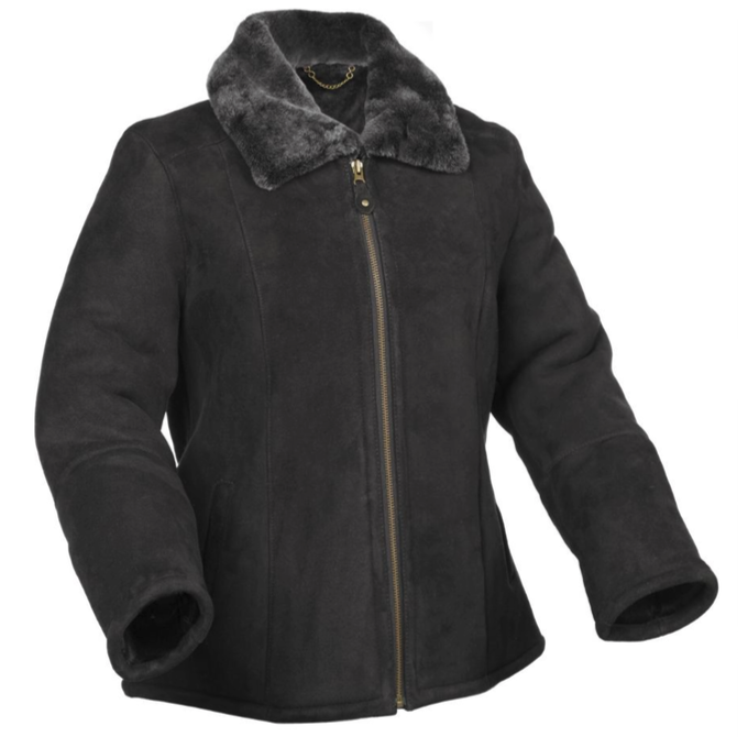 Ladies Hilary Leather Sheepskin Aviator Jacket - Black