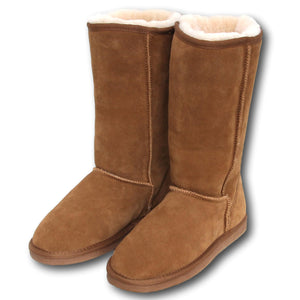 Deluxe Ladies 'Kate' Sheepskin Tall Boots - Chestnut