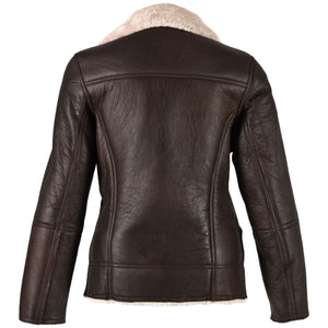 Ladies Mepal Leather Sheepskin Flying Jacket - Caramel