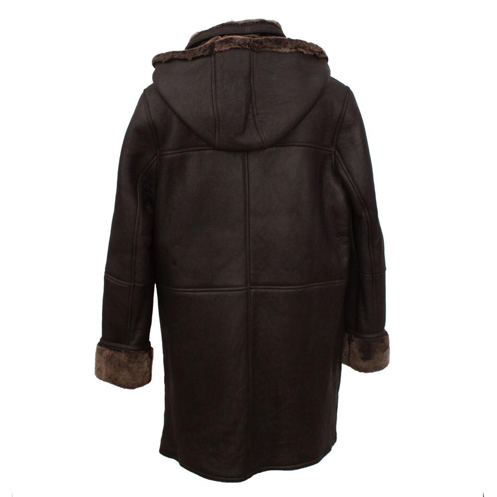 Ladies Millie Leather Sheepskin Duffle Coat Brown Hurricane