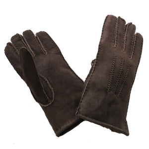 Ladies Sheepskin Glove with Stitch Detail - Coffee