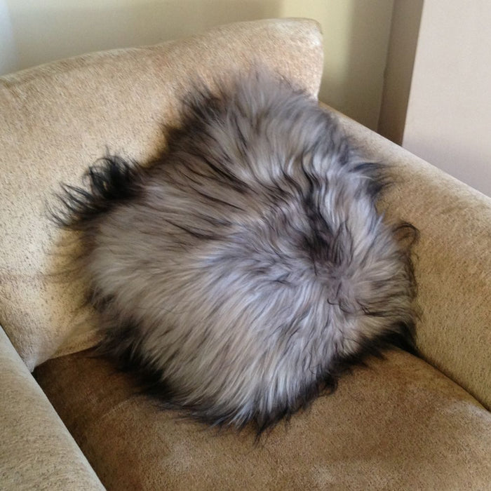Luxury Icelandic Double Sided Sheepskin Cushion in Rusty Grey