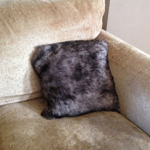 Luxury Icelandic Shorn Sheepskin Cushion with a Cotton Back in Rusty Grey