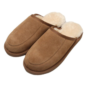 Men's 'Daniel' Lambswool Slipper Mules - Chestnut