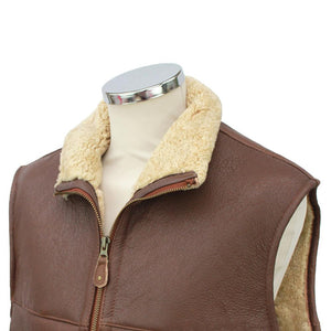 Men's Harvey Gilet Leather Sheepskin Coat - Cognac