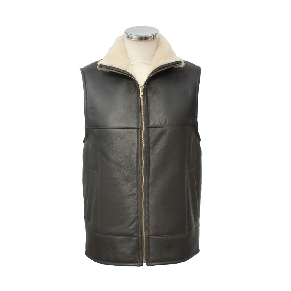 Men's Harvey Gilet Leather Sheepskin Coat Dark Brown Nappa