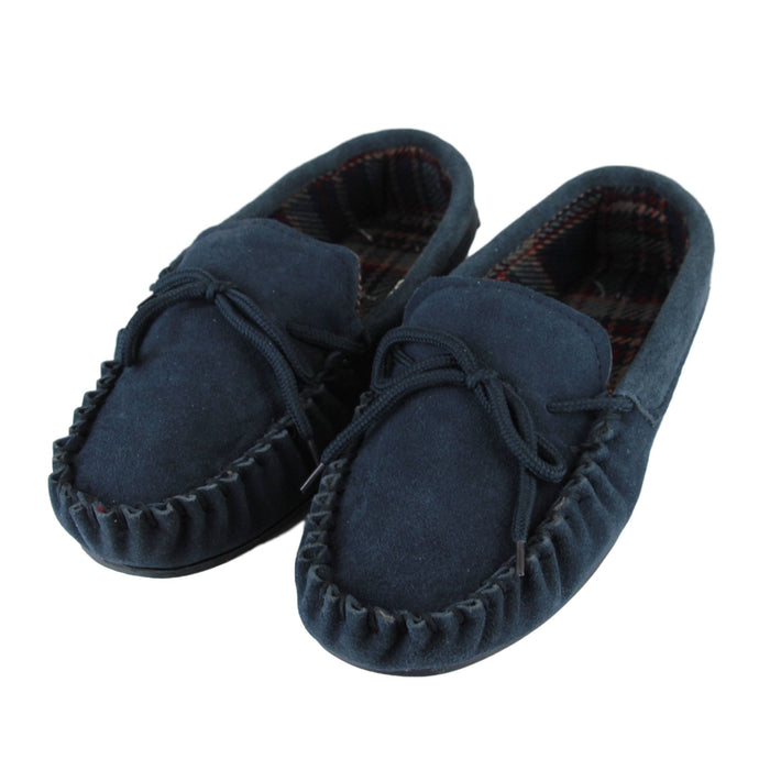 Men's 'Logan' Hardsole Fabric Lined Moccasins - Navy