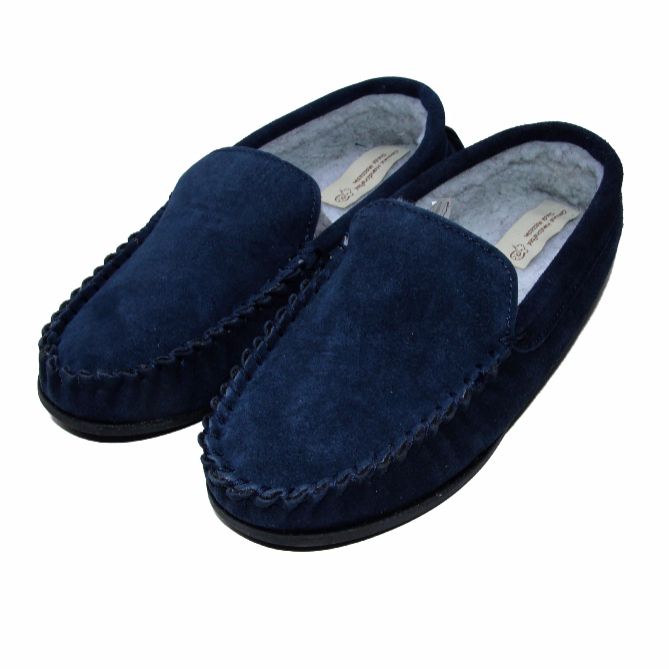 Men's 'Lucas' Berber Fleece Lined Moccasin Slippers - Navy