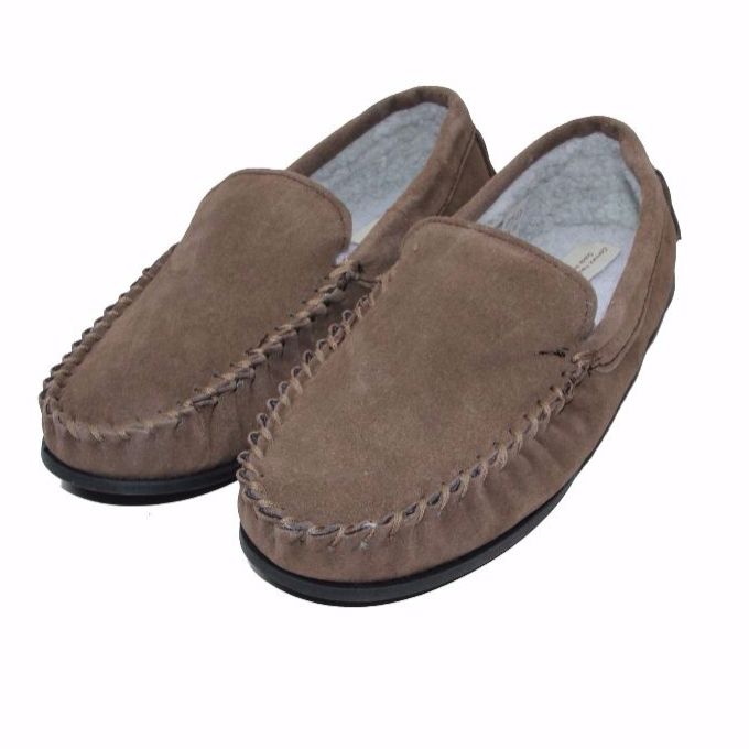 Men's 'Lucas' Berber Fleece Lined Moccasin Slippers - Taupe