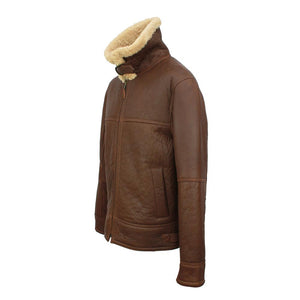 Men's Shaun Leather Sheepskin Jacket - Cognac