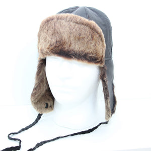 Mens Black Double Faced Sheepskin Aviator Hat - Bourn Style