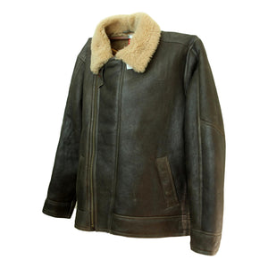 Mens Blenheim Leather Sheepskin Jacket - Chocolate Forest Distressed