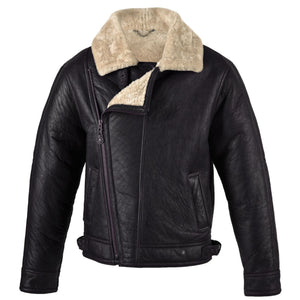 Mens Blenheim Leather Sheepskin Jacket - Dark Brown Nappa