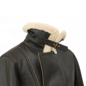 Mens Blenheim Leather Sheepskin Jacket - Dark Brown Nappa