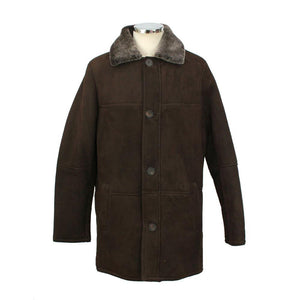 Mens Claude Suede Sheepskin Jacket - Chocolate