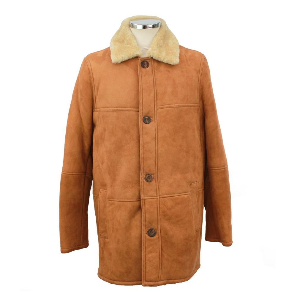 Mens Claude Suede Sheepskin Jacket Tan 38