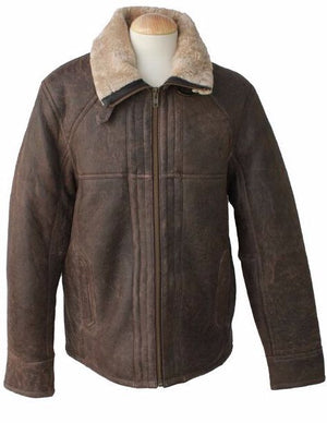 Mens Dean Leather Sheepskin Jacket - Chocolate Forest