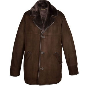 Mens Edward Suede Sheepskin Jacket - Chocolate