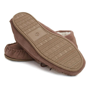 Mens Sheepskin Moccasin with Extra Thick Wool and Hard Sole - Camel