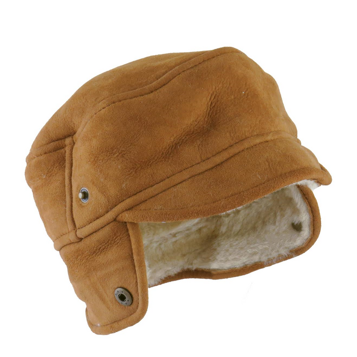 Mens Tan Suede Trapper Hat - Caxton Design